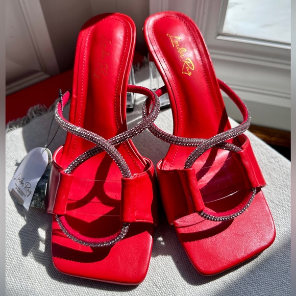 Sparkly Red and Rhinestone Heels - Picture 1 of 7